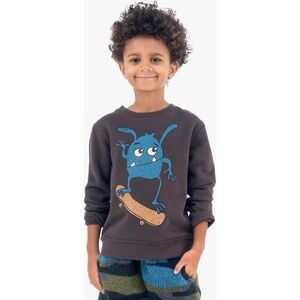 Appaman Charcoal Sweatshirt with Blue Monster Graphic